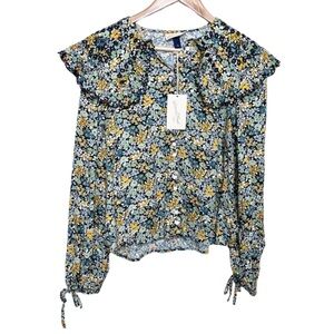 New with Tag Universal Thread Women Vintage Multicolor Floral Long Sleeve Blouse
